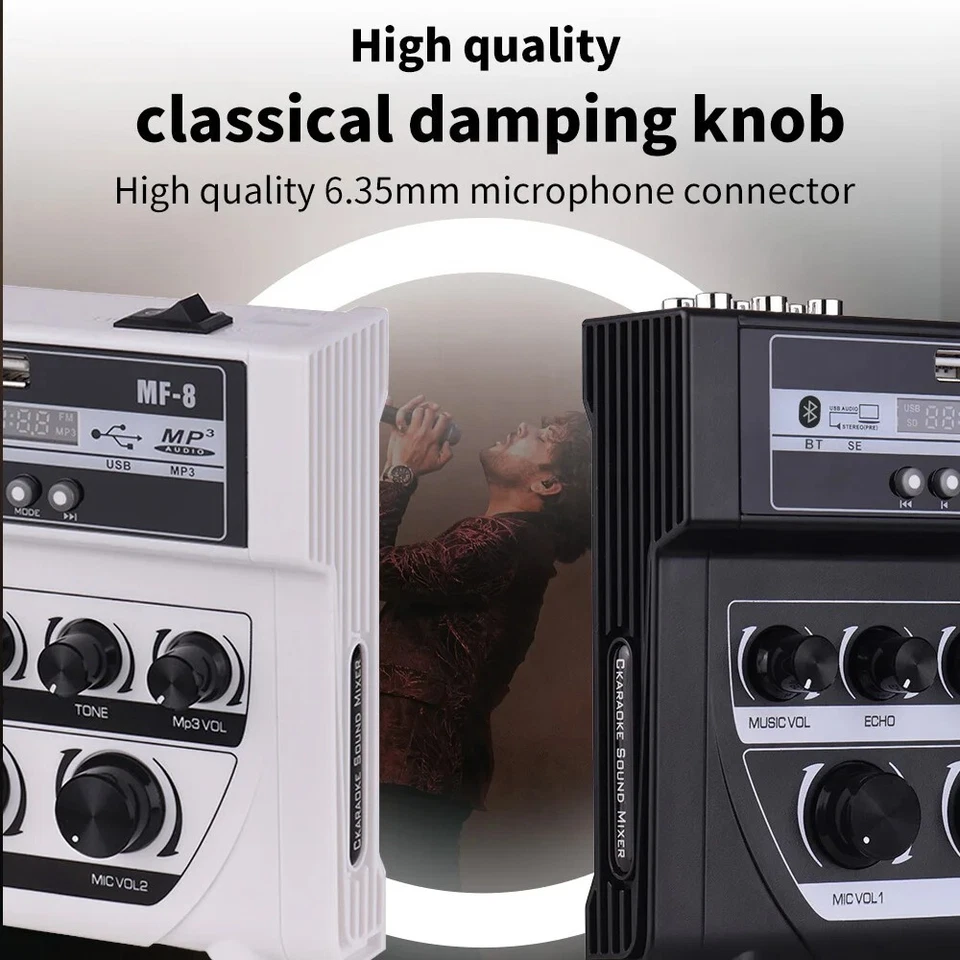 LARRIVEE Mini Bluetooth Audio Mixer Sound Amplifier Console Karaoke Stereo USB - Image 3 of 4