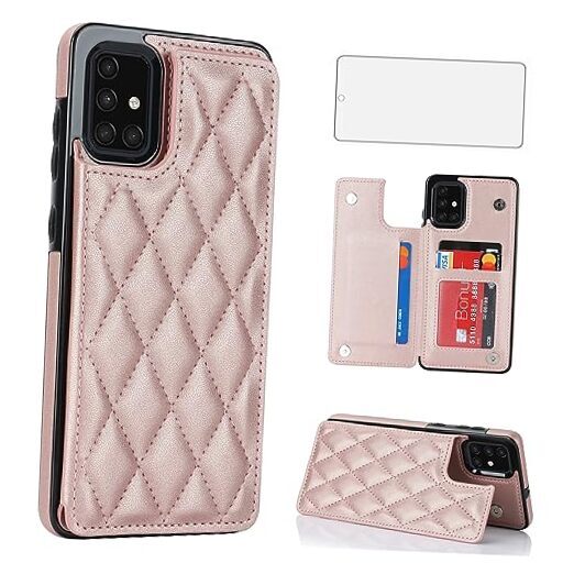 Asuwish Rose Gold Phone Case for Samsung Galaxy A51 5G Verizon Compatible