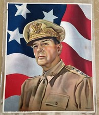 VTG 1942 WWII Gen. Douglas  MacArthur” #2994 LITHO C.MOSS 8x10” + CollectorPlate