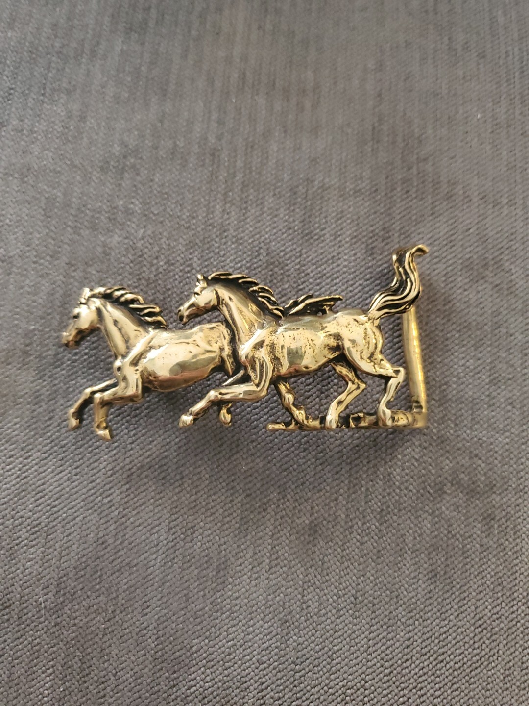 Boucle De Ceinture Western Vintage - Double Cheval Au Galop, Argent Brossé, Alliage De Zinc - Taille Unique Pour Ceinture Jusqu'à 40 Mm