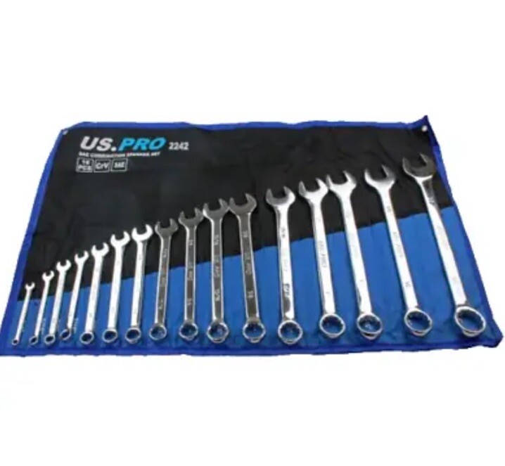 US PRO Tools 16PC SAE Combination Spanner Set 1/4"" - 1 1/4"" - 2242