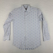 Robert Graham Shirt Mens 15.5 / 39 Blue Gray Striped Dress Button Up