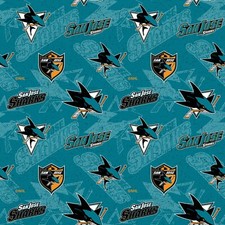 BTY NHL Ice Hockey San Jose Sharks Tone on Tone 100 Cotton Fabric BY The YARD