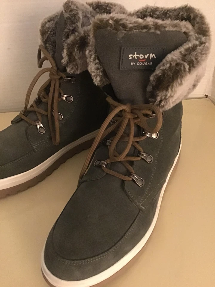 Cougar Mujer Verde Oliva Gamuza Imitación Piel Botas Impermeables US 11 Euro 42.5 Foto 4 de 4