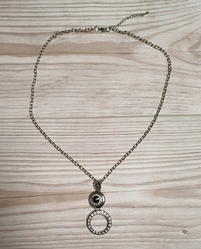 Antike Kette Anhänger Silber Farbig Stein Trachtenschmuck Retro Design Vintage