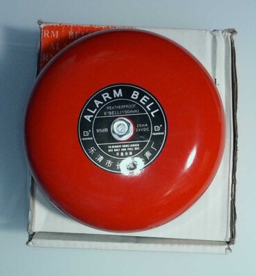 Fire Alarm Bell 6'' Metal Housing Weatherproof Bell 24VDC Red
