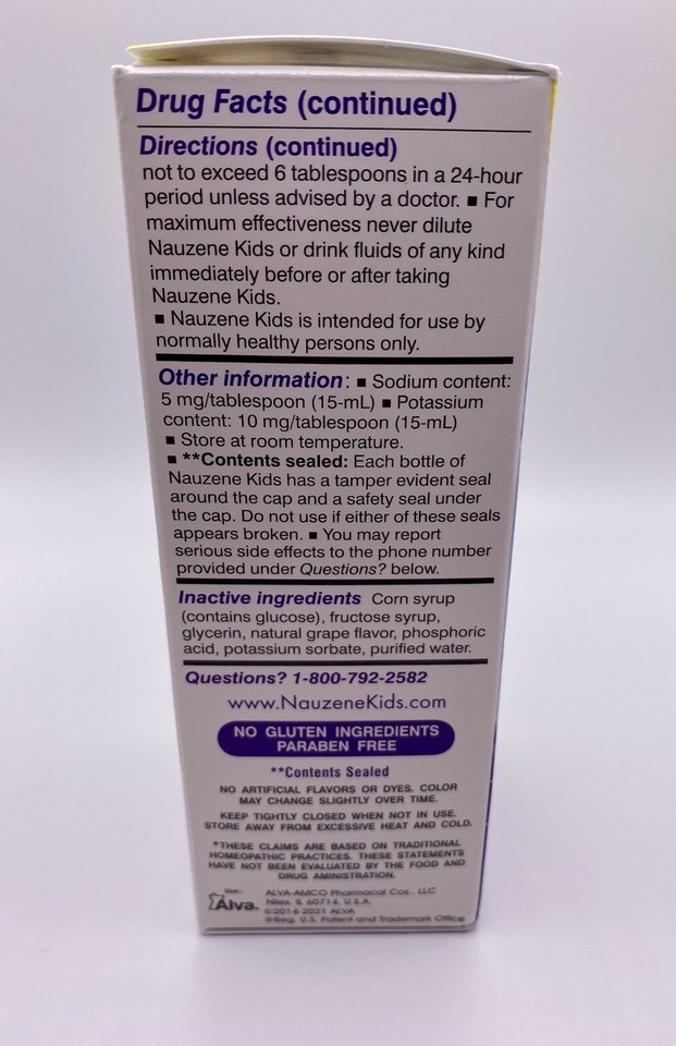 Nauzene Kids Nausea & Upset Stomach Relief Liquid 4 Oz Grape EXP 11/