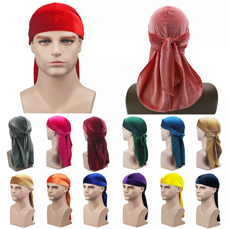 Velvet Durags For Men Long Tail Doo Rag Velvet Men Du Rag Bandana