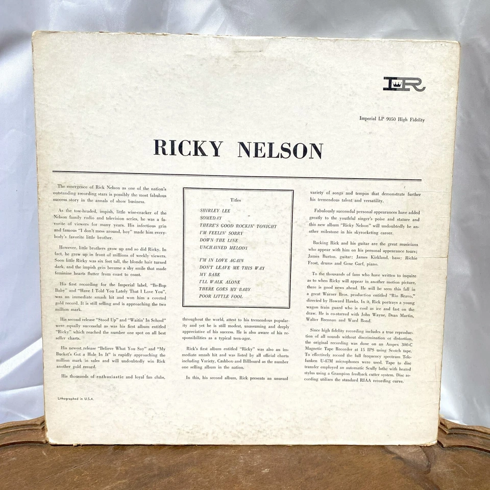 RICKY NELSON Self Titled Original Vinyl Record - Image 2 of 3