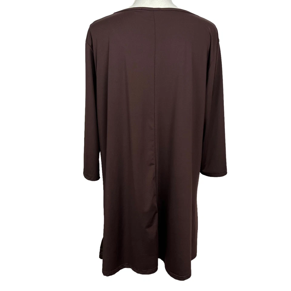 Top túnica para mujer AZALEA by Firmiana talla 2X color marrón mangas 3/4 elástico Foto 4 de 4