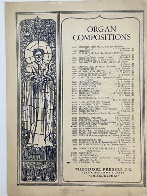 Chanson du Soir Clarence Kohlmann Organ Composition Vintage Sheet Music 1941