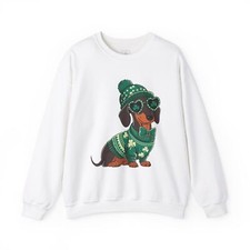 St. Patrick's Day Dog Sweatshirt, Cute Dachshund Crewneck, Pet Lover Gift,