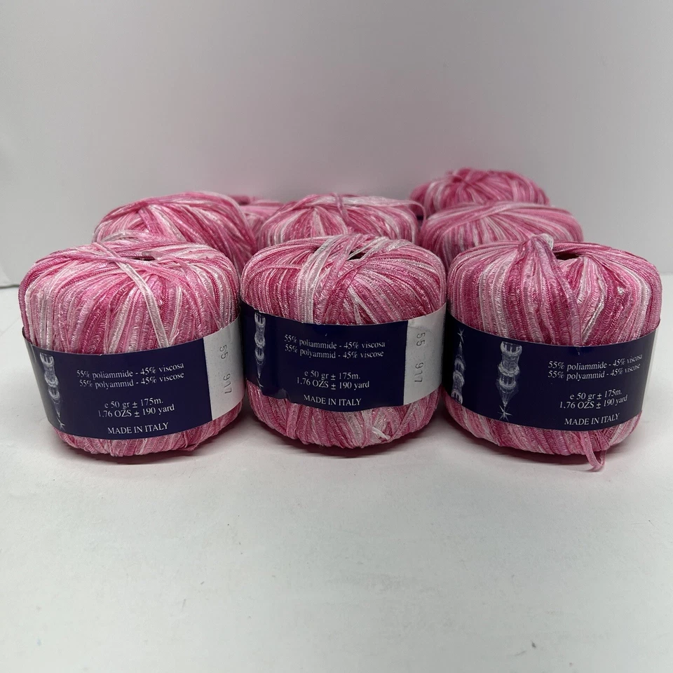 Laines Du Nord Eros 55% Rayon 45% Nylon 190 yards 50g Color 55 Pink - Lot Of 9 - Image 2 of 4