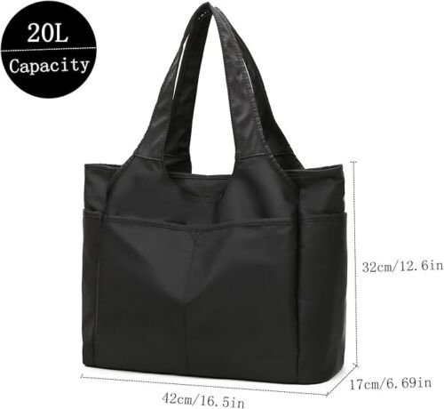 Nylon Tote Bag Laptop Shoulder Bag, Large Tote Shoulder Handbag Women's Handbag - Picture 2 of 5