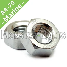 M6-1.0 Metric Hex Nuts, A4 / 316 Marine Grade Stainless Steel DIN 934, Coarse
