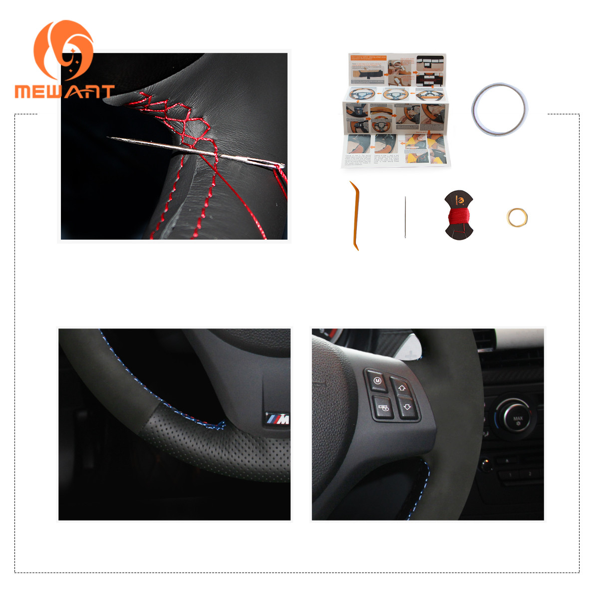 Funda Para Volante De Piel Sintética (Alcantara) Negra - Para BMW Serie 1 Y Serie 3 (E8X/E9X)