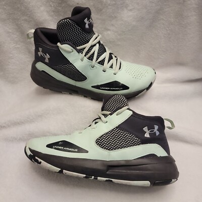 Under Armour Big Kids Boys Lockdown 5 Light Blue High Top Basketball Shoes Sz 7Y