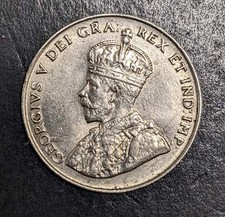 1922 Canada 5 Cent Far Rim Flat Field George V