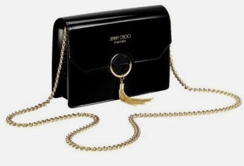 Jimmy Choo gold chain crossbody vinyl clutch evening bag