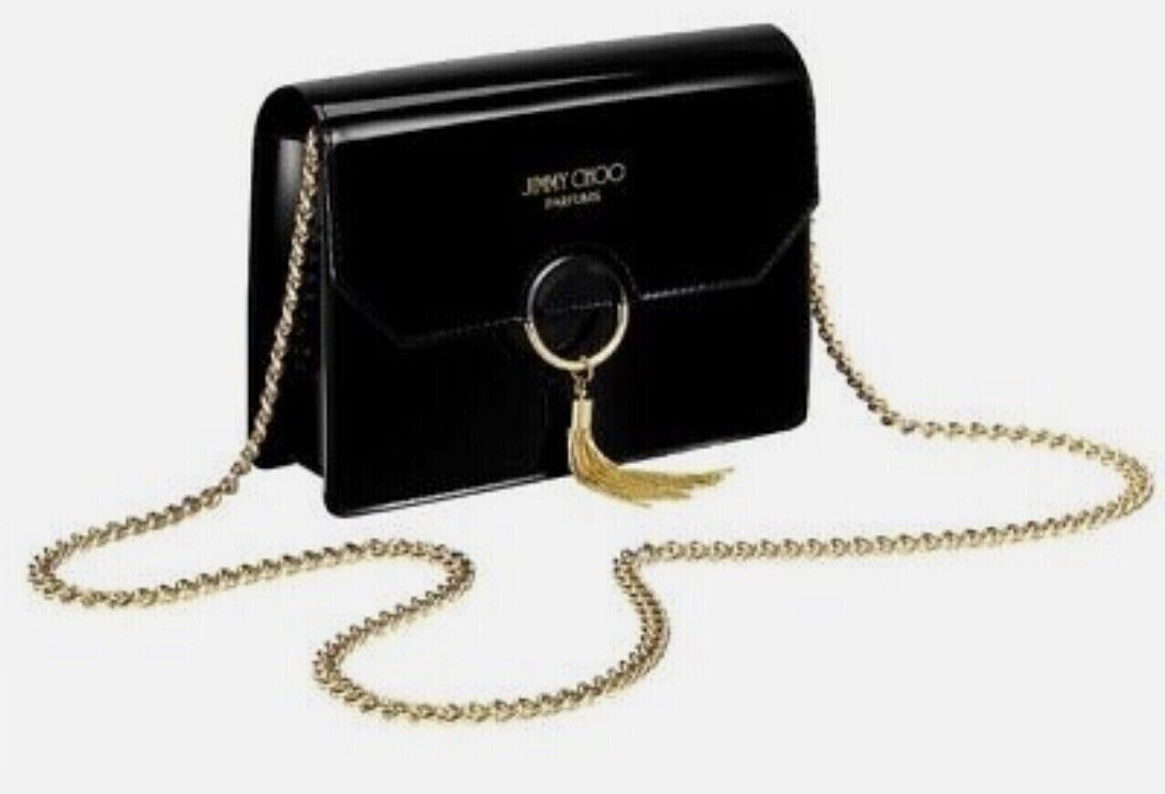 JIMMY CHOO Parfums Crossbody Vinyl Small bag Chain gold pouch clutch  Evening Bag