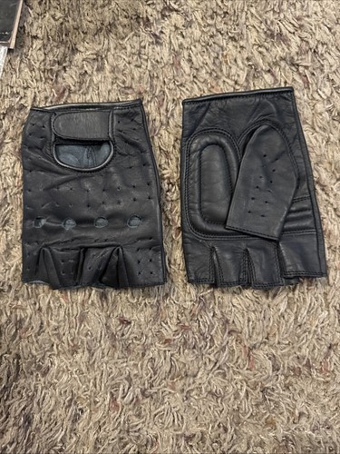 Z1R Half Shorty Vented Perforated Motorcycle Riding Gloves Size L BLACK - Picture 3 of 4