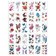 Mix Temporary Tattoos Set Flowers Butterflies Temporary Tattoos 30 Sheets 