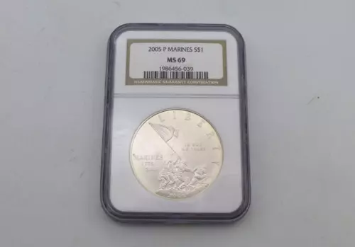 2005-P MARINE CORPS Commemorative Silver Dollar NGC MS 69