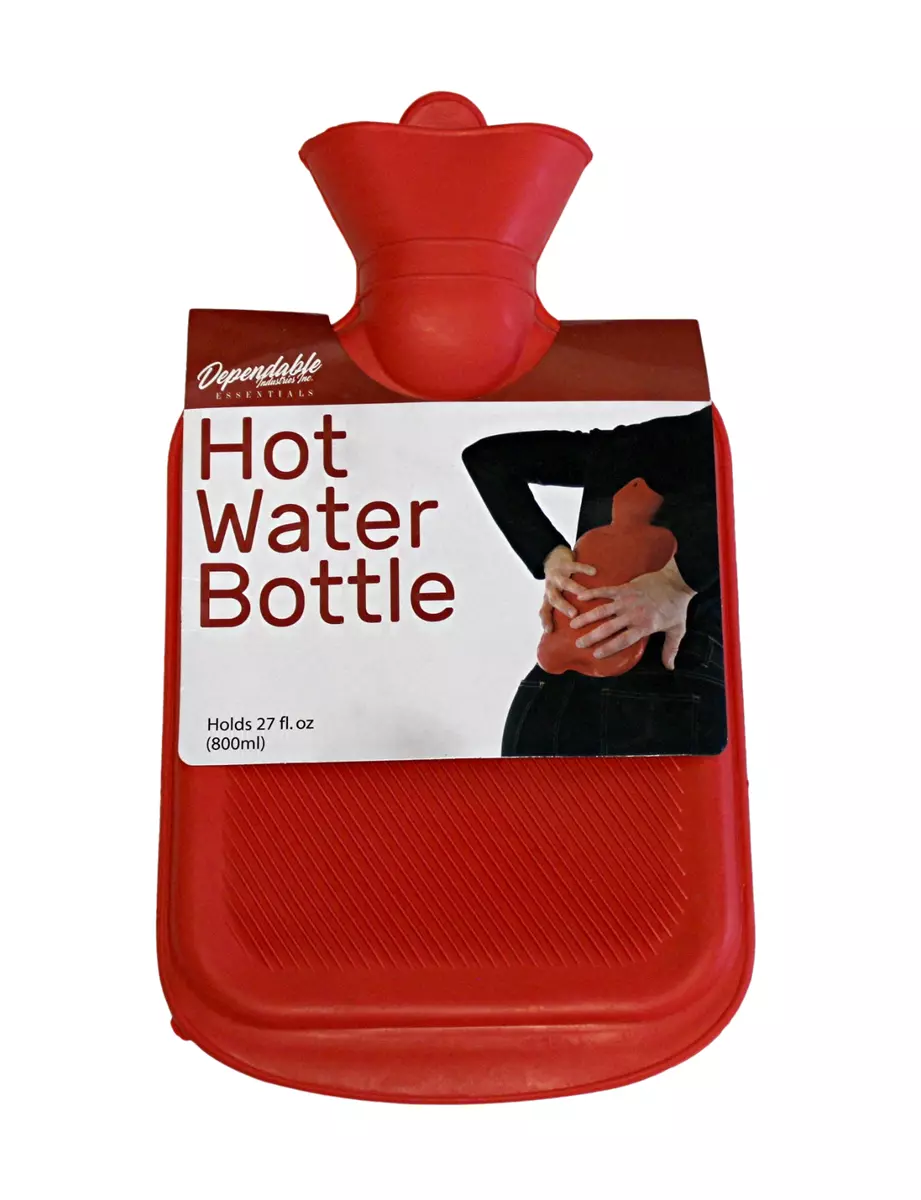 Hot Water Bottle 800ML Natural Rubber BPA Free-Durable Hot Compress 27 FL  OZ.