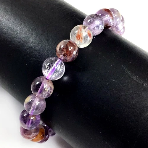 Handmade Gemstone Natural Super Seven Crystal Beaded Bracelet 7.5" 4 6 8 10 12mm - Picture 13 of 29