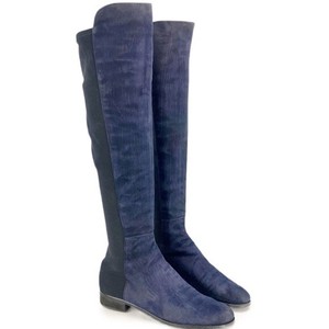 navy blue flat boots