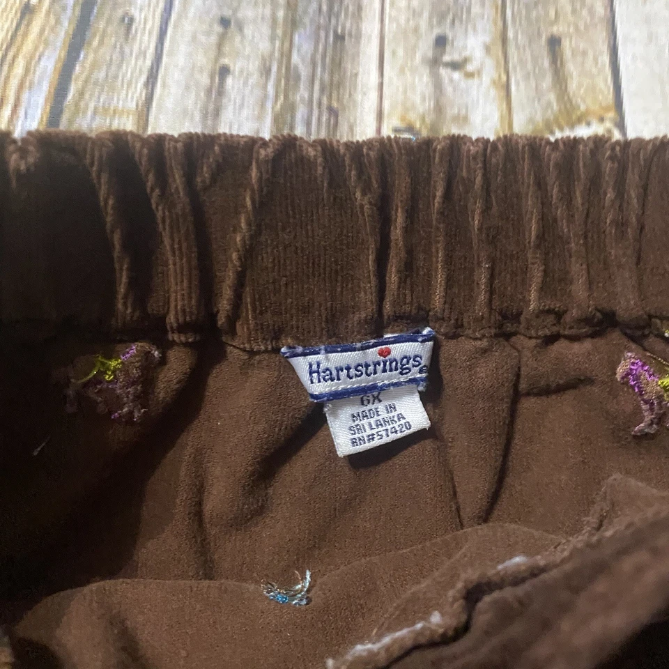 Hartstrings Girls Sz 6X Brown Soft Corduroy Horse Equestrian Race Stretch Skirt - Image 4 of 4
