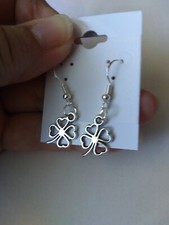 Shamrock Earrings 925 Sterling silver St Patrick's day Irish Celtic FREE SHIP