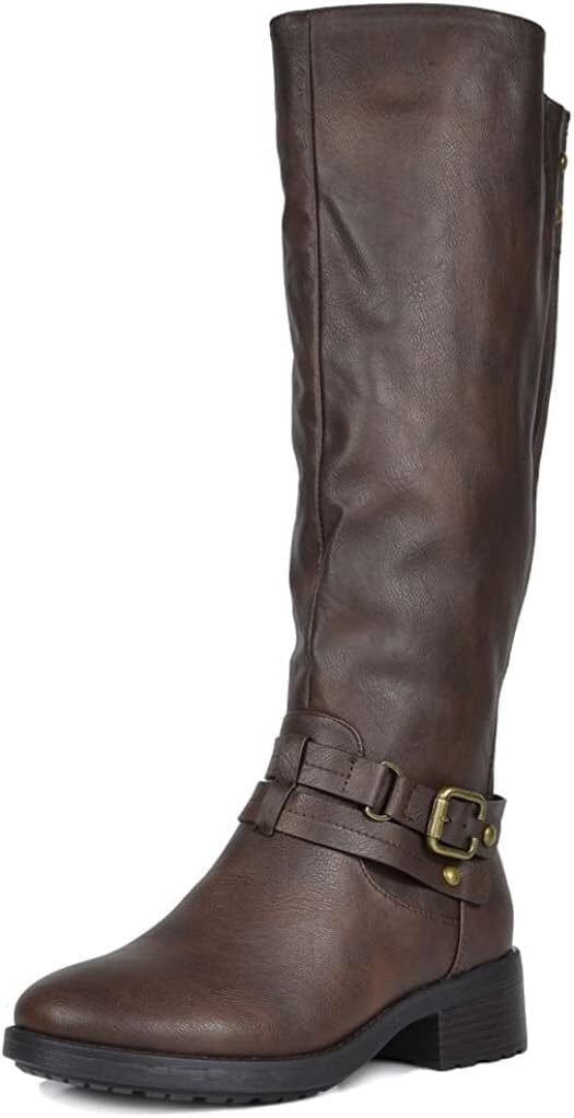 DREAM PAIRS Women’s Knee-High Buckle Riding Boots for Stylish Comfort