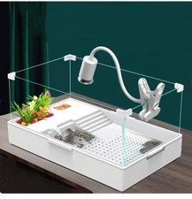 Turtle Tank Aquarium,Reptile Tank Terrapin Lake with Platform 23x14x10ln