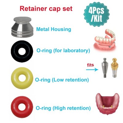 4Pc/Set Implant O-Ring Retention Cap Kit for Hiossen Osstem Ball Abutment Dental