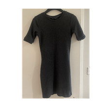 Topshop Black Crew Neck Bodycon Stretch Knit Short Sleeve Mini Dress Size 4/6