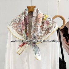 Boutique 100 Satin Silk Wrap Scarf Animals Print Square Shawl 35"