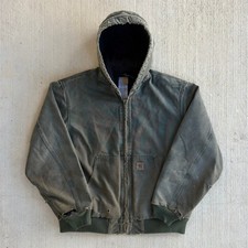 Carhartt J130 MOS green hooded work wear jacket Large