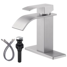 ARCORA Brushed Nickel Waterfall Bathroom Faucet Single Hole Sink Mixer Tap Suppl