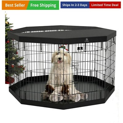 Dog Playpen - 8 Panels 36 H Metal Foldable Dog Exercise Pen, Pet Fence Puppy ...