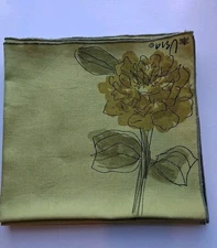 4 Vtg. 1970s Vera Neumann Linen Napkins   Olive Avacado  Sage Greens  Floral