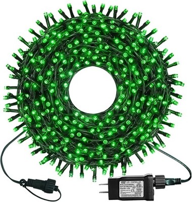 kemooie 300 LED Green Christmas Lights, 99 FT 8 Twinkle Modes 