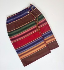 Vintage 1980s 1990s Ralph Lauren Country Striped Blanket Mini Skirt