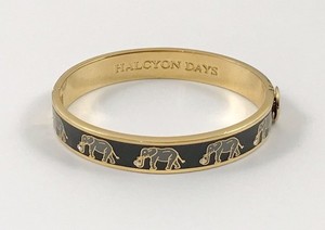 Authentic British Designer Halcyon Days Elephant Bracelet Gold Plated Black Enamel. #958