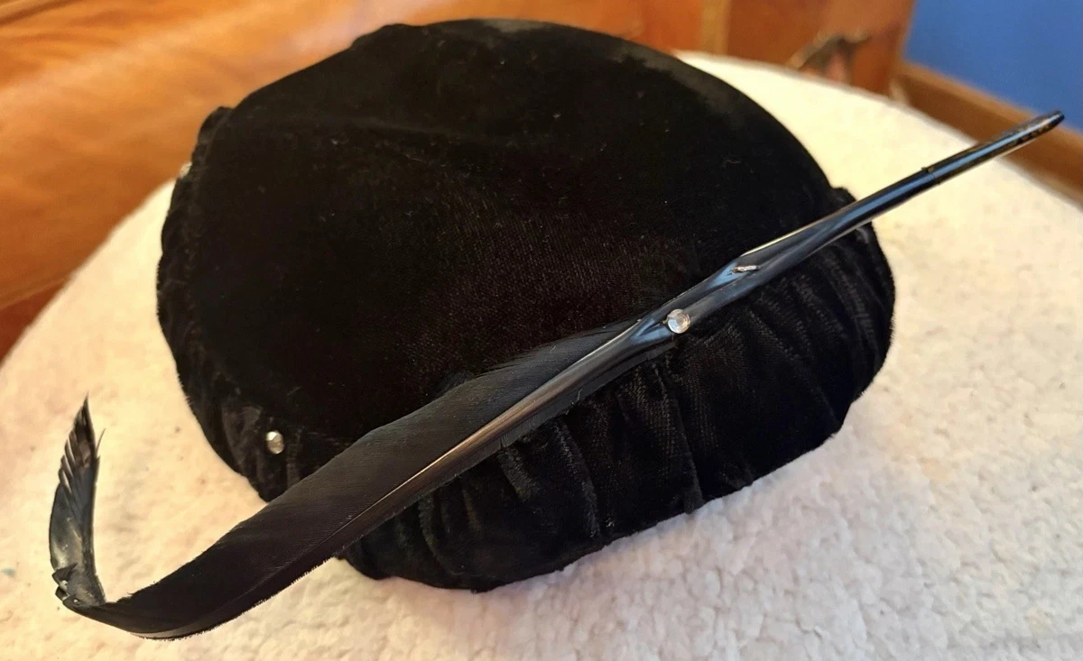 Vintage Black Veiled Feathered Cocktail Hat Union Made vintage black feather hat products for sale | eBay main image 4