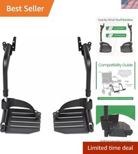 Wheelchair Swingaway Legrest Footplates with Heel Loops Pair Black Fits S...