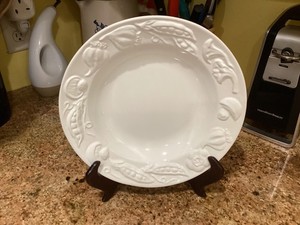 Williams Sonoma I Patrizi 10" White Harvest Embossed Pasta Bowl
