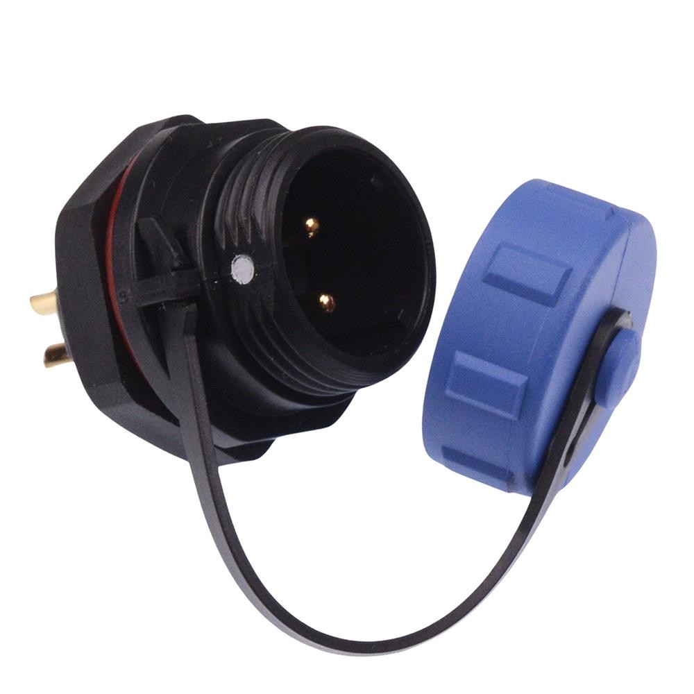 2 Pin Waterproof Male Socket Panel Mount Connector IP68