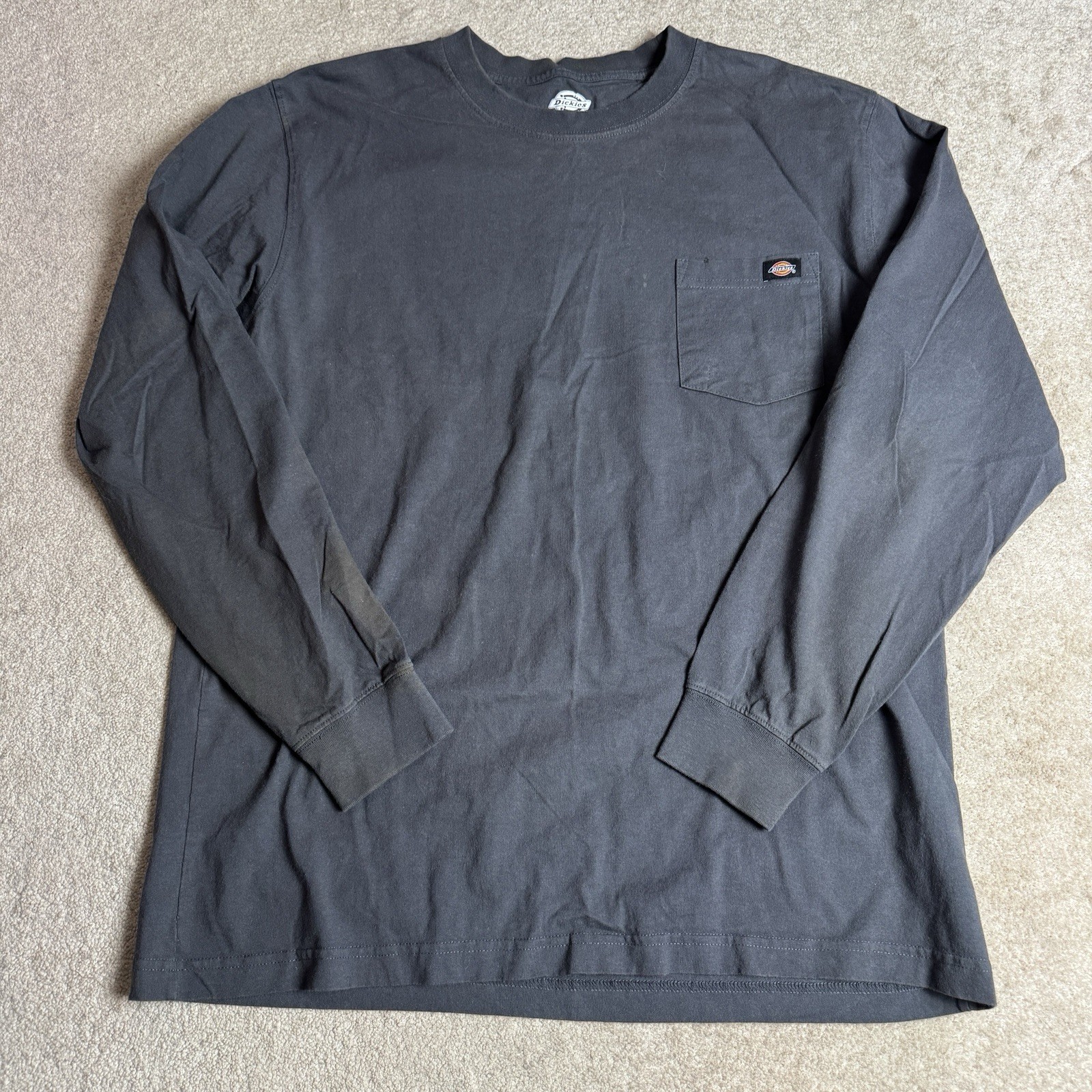 Dickies Mens Crew Neck Long Sleeve T Shirt 2XL Dark Charcoal Gray