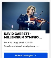 David Garrett Ludwigsburg 2 Konzertkarten 02.08.26 Millenium Symphonie Tour